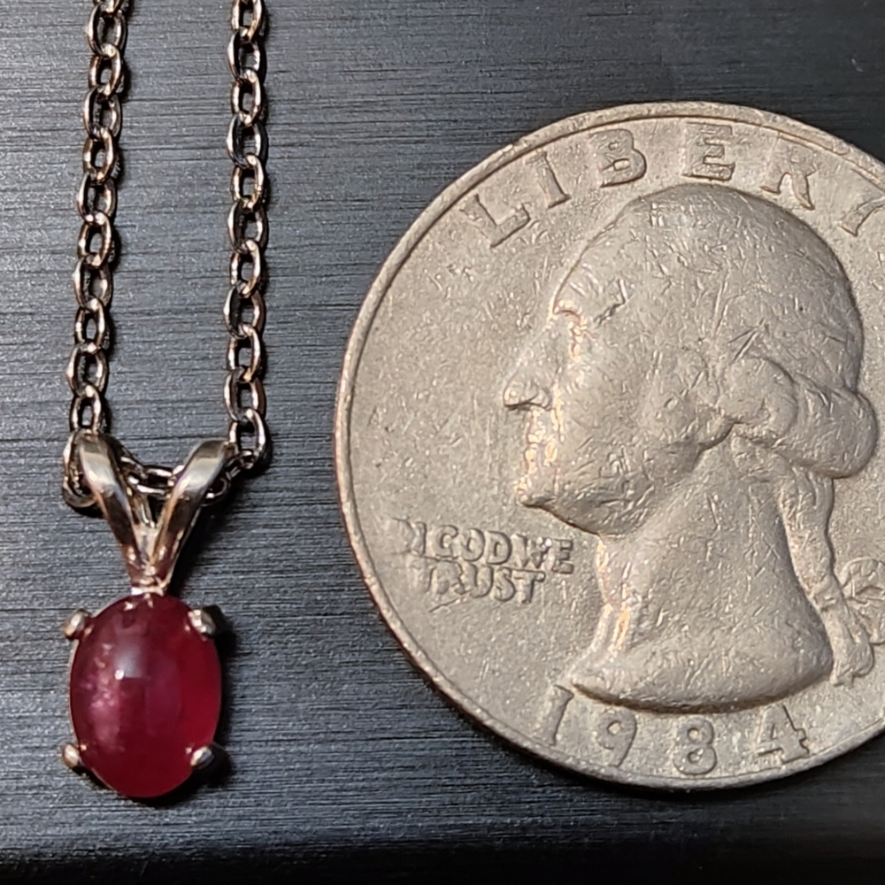 Mozambique Ruby Gemstone Silver Pendant Necklace - image 3